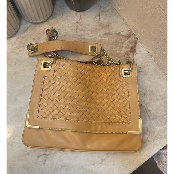 Hype Anthropologie Brand beige leather shoulder purse - Picture 1 of 16